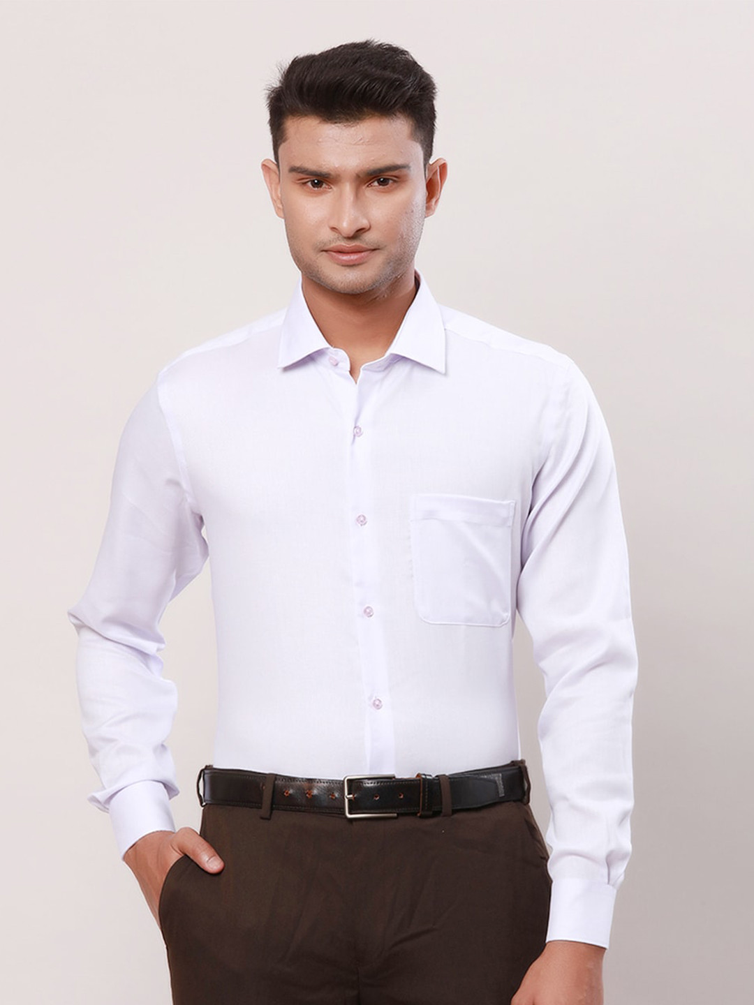 

Raymond Spread Collar Self Design Contemporary-Fit Cotton Formal Shirt, Violet