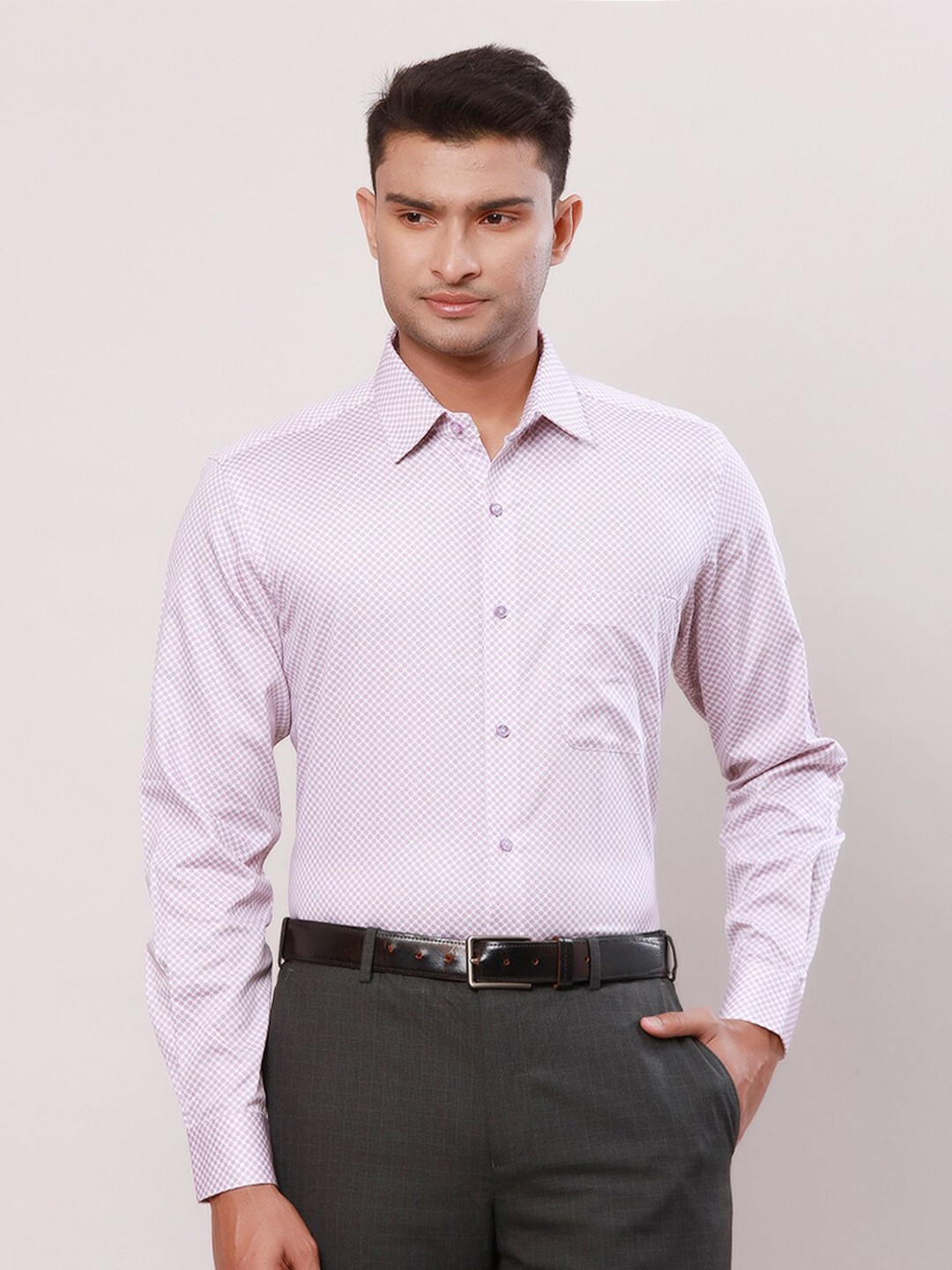 

Raymond Self Design Cotton Formal Shirt, Violet