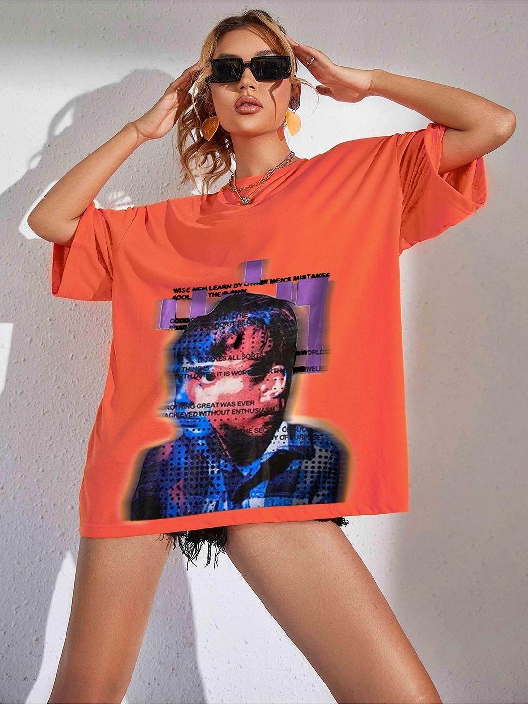 

Stylecast X Hersheinbox Graphic Printed Pure Cotton T-shirt, Orange
