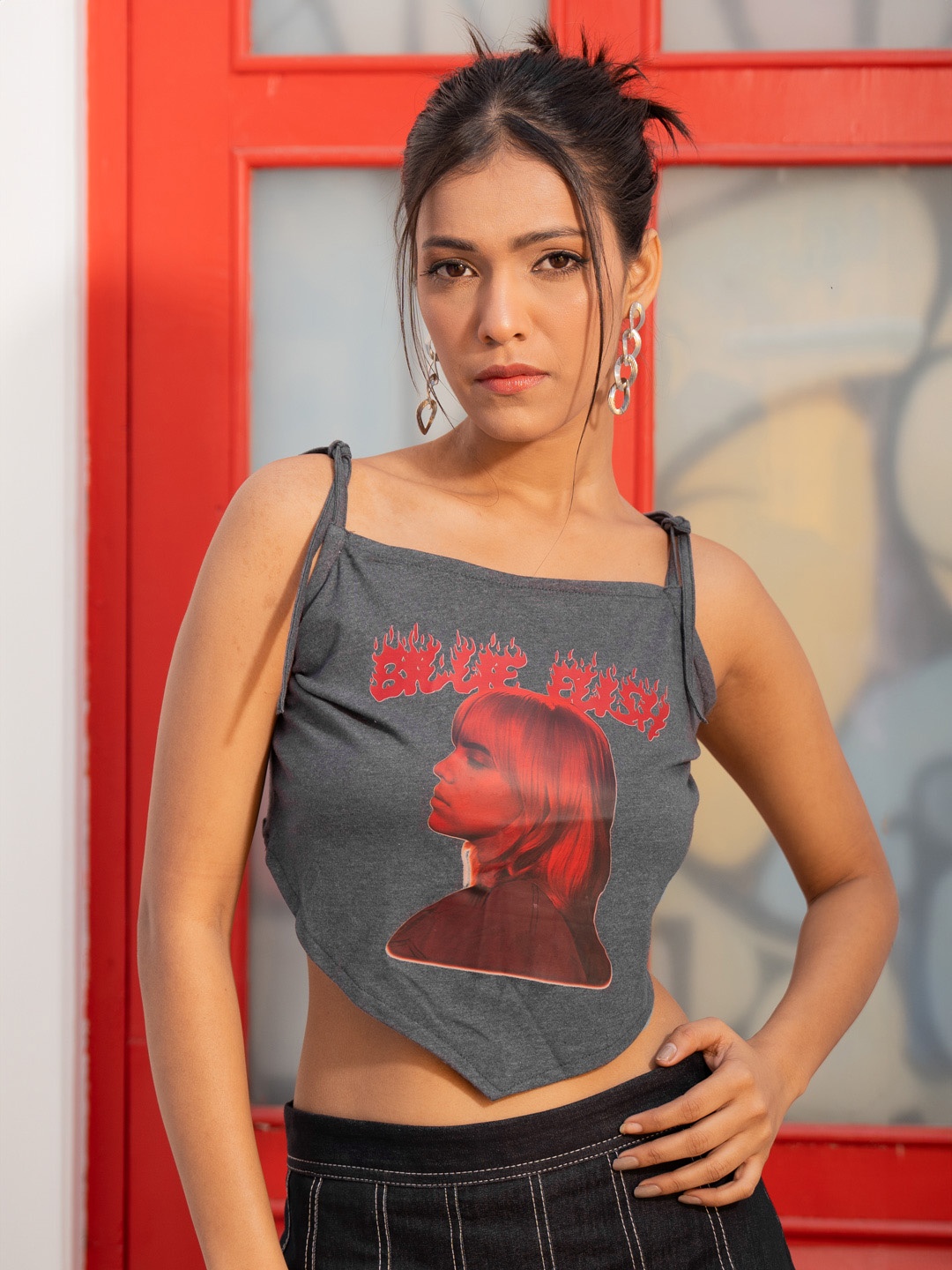 

Stylecast X Hersheinbox Printed Cotton Crop Top, Charcoal
