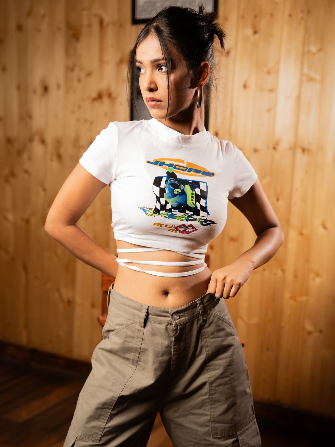 

Stylecast X Hersheinbox Printed Cotton Crop Top, White