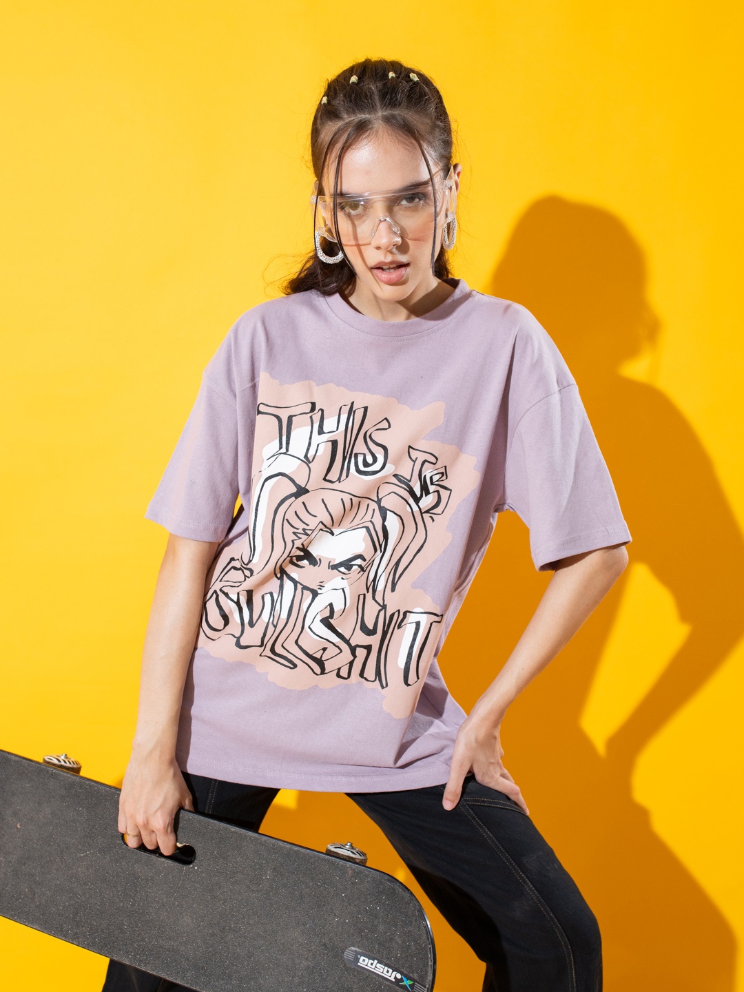 

Stylecast X Hersheinbox Oversized Graphic Print T-shirt, Lavender