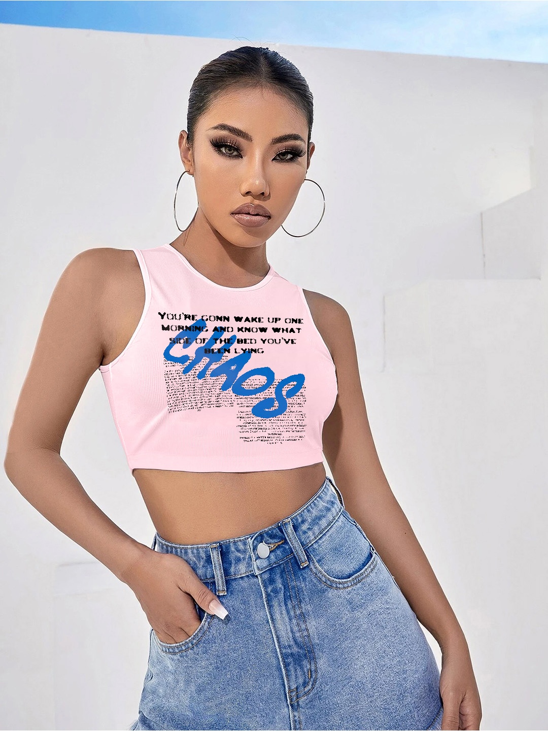 

Stylecast X Hersheinbox Graphic Printed Pure Cotton Crop Top, Pink