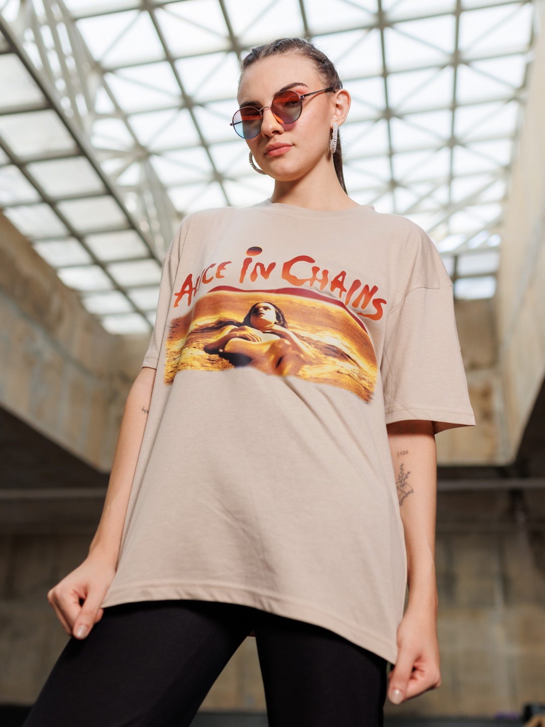 

Stylecast X Hersheinbox Graphic Printed Pure Cotton T-shirt, Beige