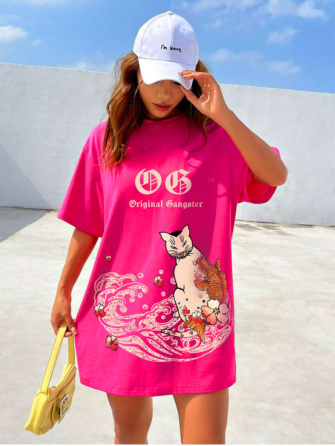 

Stylecast X Hersheinbox Women Printed Pure Cotton Oversized T-shirt, Pink