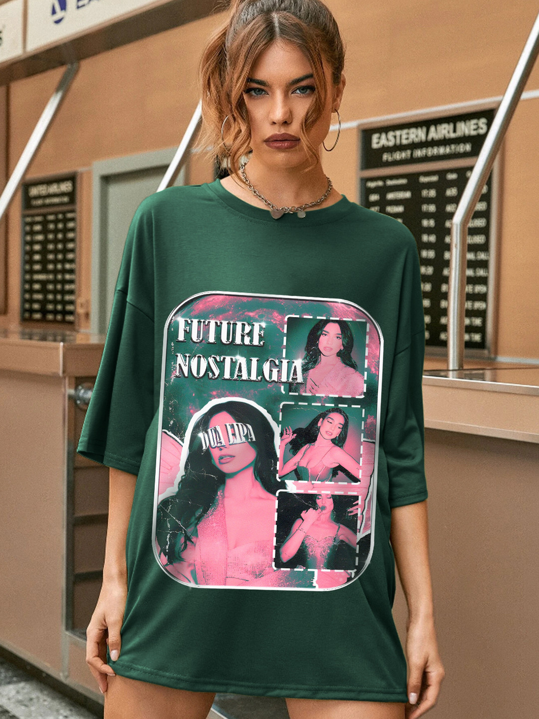 

Stylecast X Hersheinbox Women Printed Drop-Shoulder Sleeves T-shirt, Green