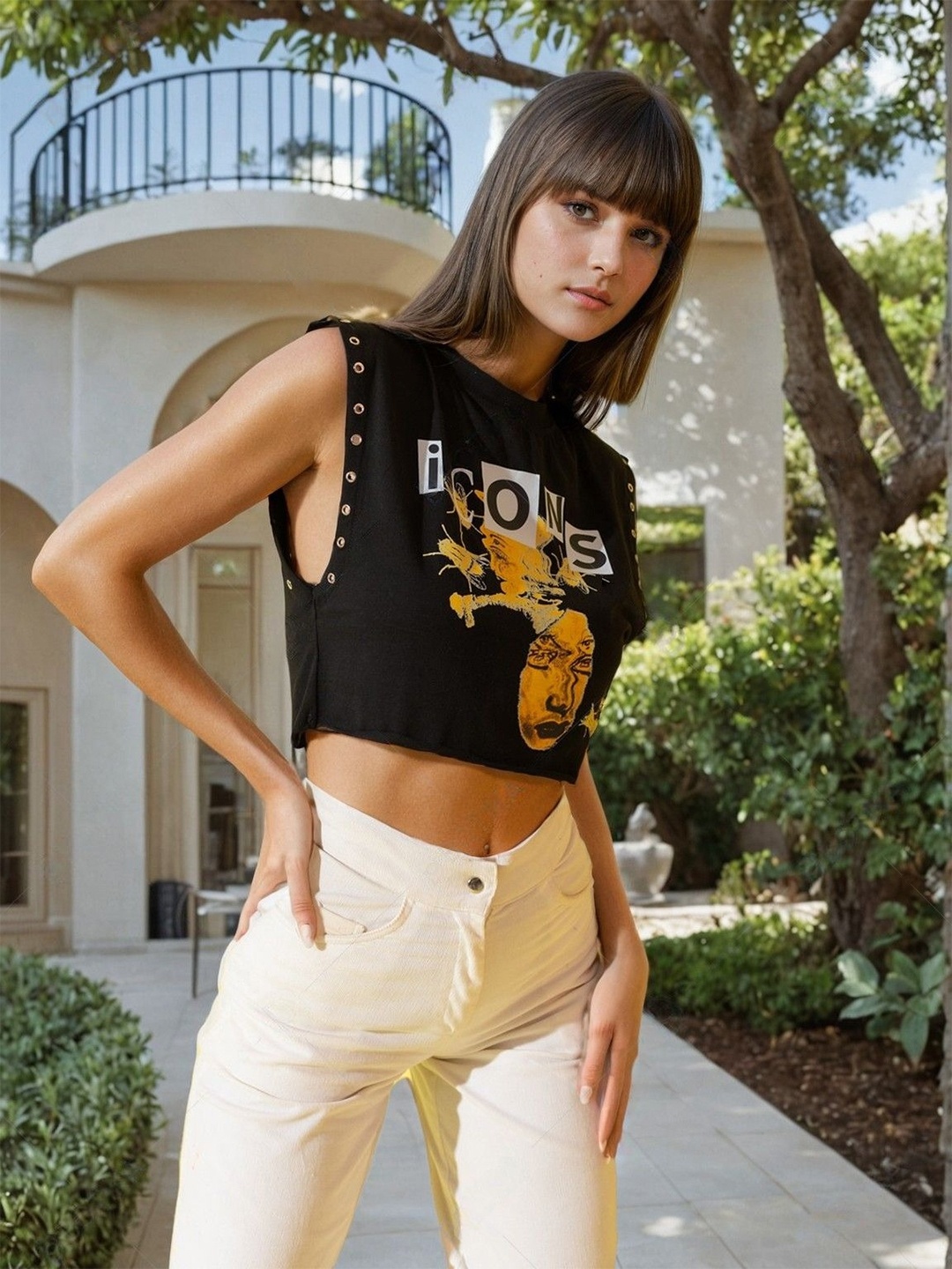 

Stylecast X Hersheinbox Printed Cotton Crop Top, Black