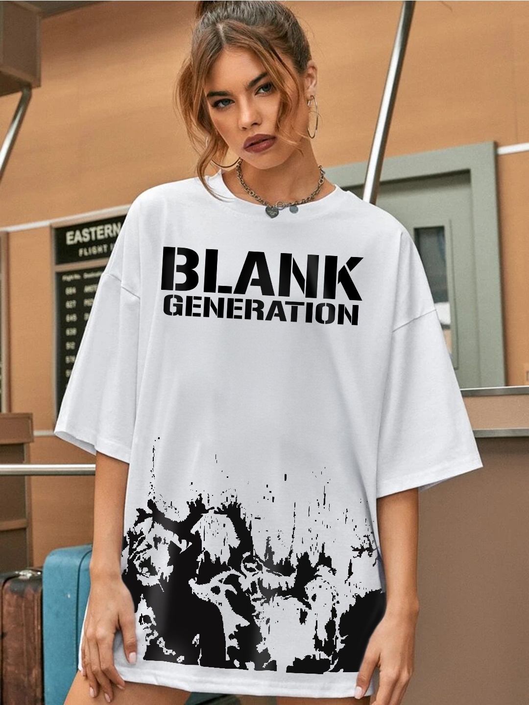 

Stylecast X Hersheinbox Women Typography Printed Drop-Shoulder Sleeves Boxy T-shirt, White