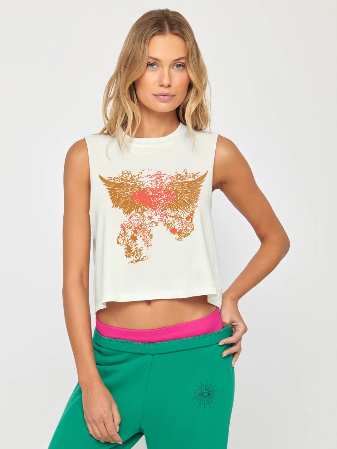 

Stylecast X Hersheinbox Printed Cotton Crop Top, Beige
