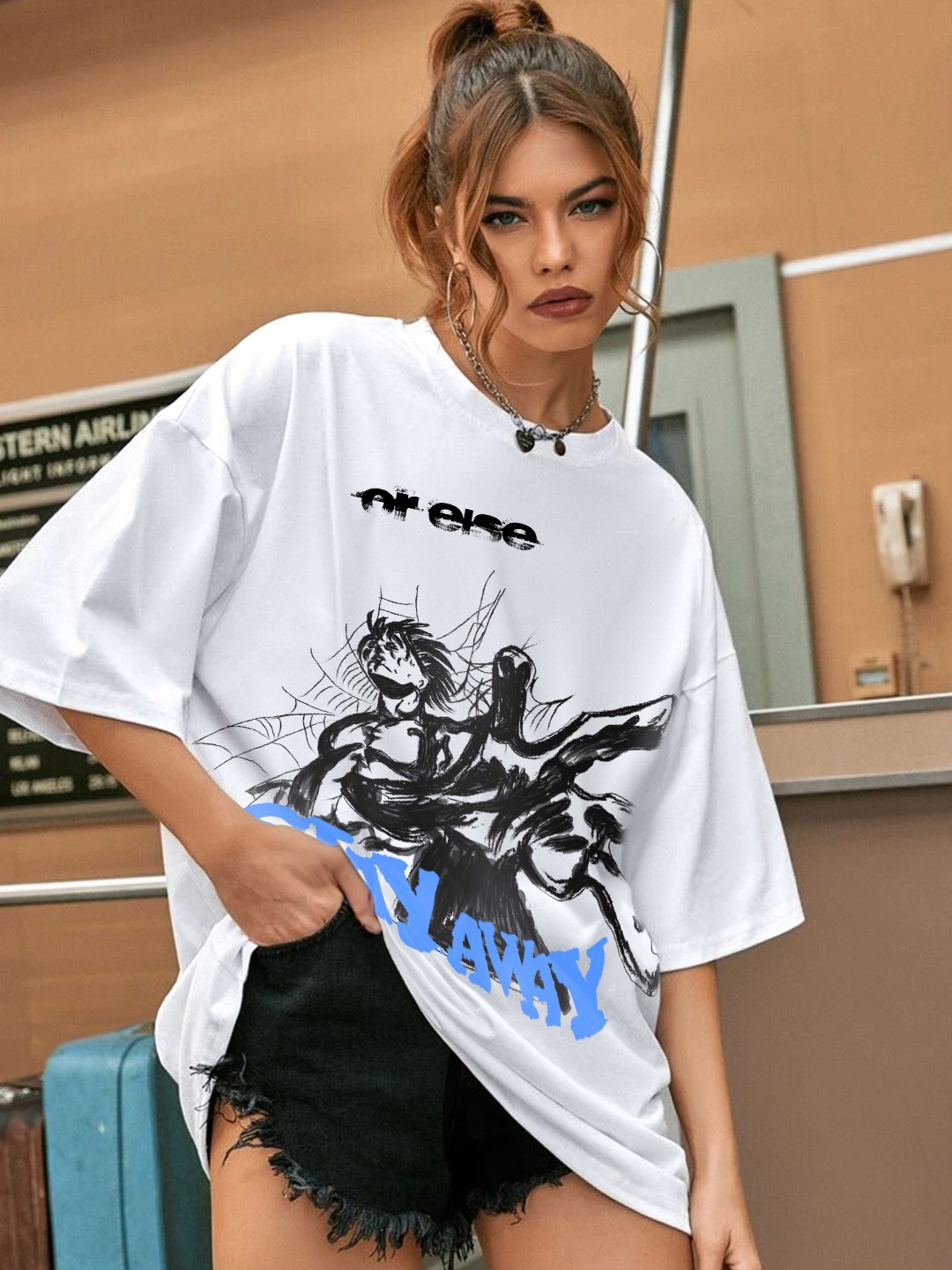 

Stylecast X Hersheinbox Printed Drop-Shoulder Sleeves Pure Cotton Oversized T-shirt, White