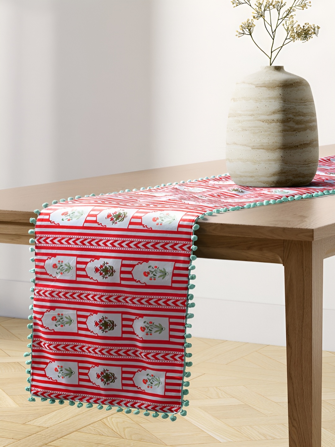 

India Circus by Krsnaa Mehta Red Printed Micro Velvet Table Runners