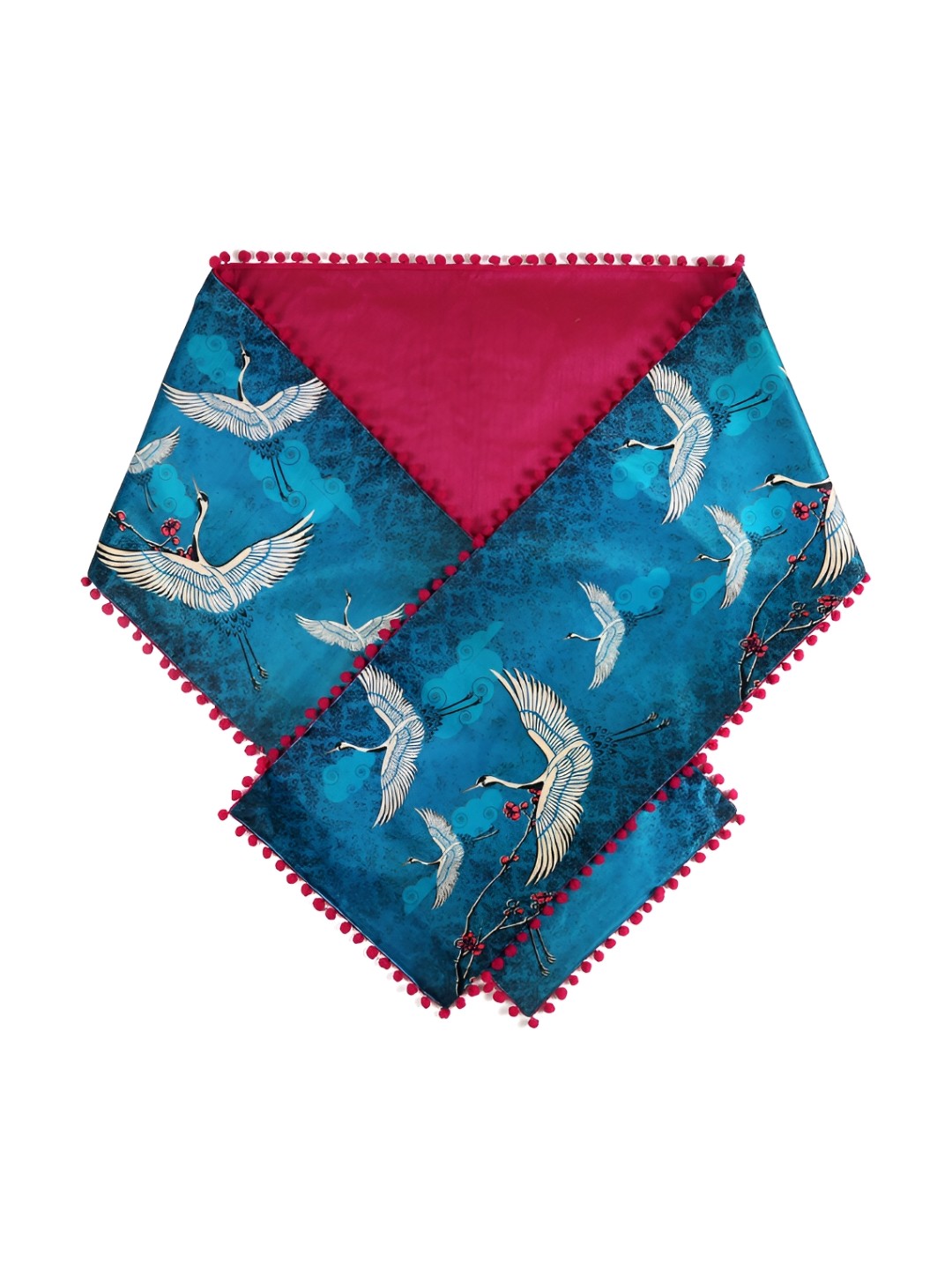 

India Circus by Krsnaa Mehta Blue Printed Micro Velvet Table Runner