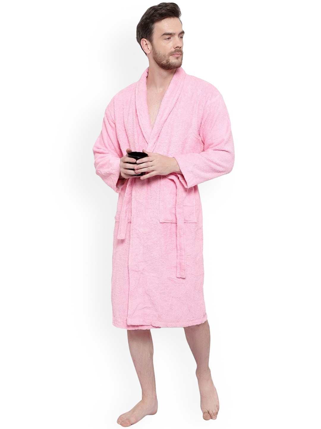 

cotton trendy Men Pure Cotton Bath Robe, Pink