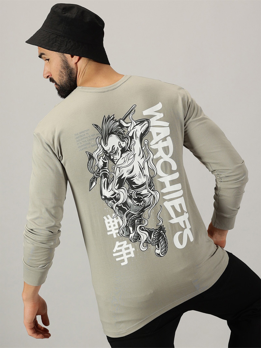 

GESPO Floral Printed Round Neck Full Sleeve Pure Cotton Applique T-shirt, Grey