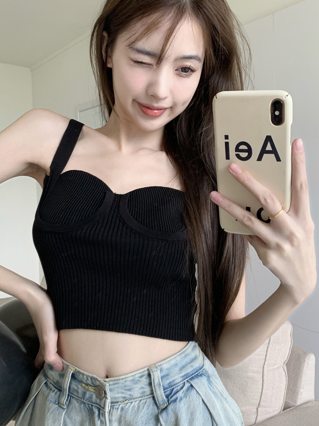 

LULU & SKY Bralette Crop Top, Black