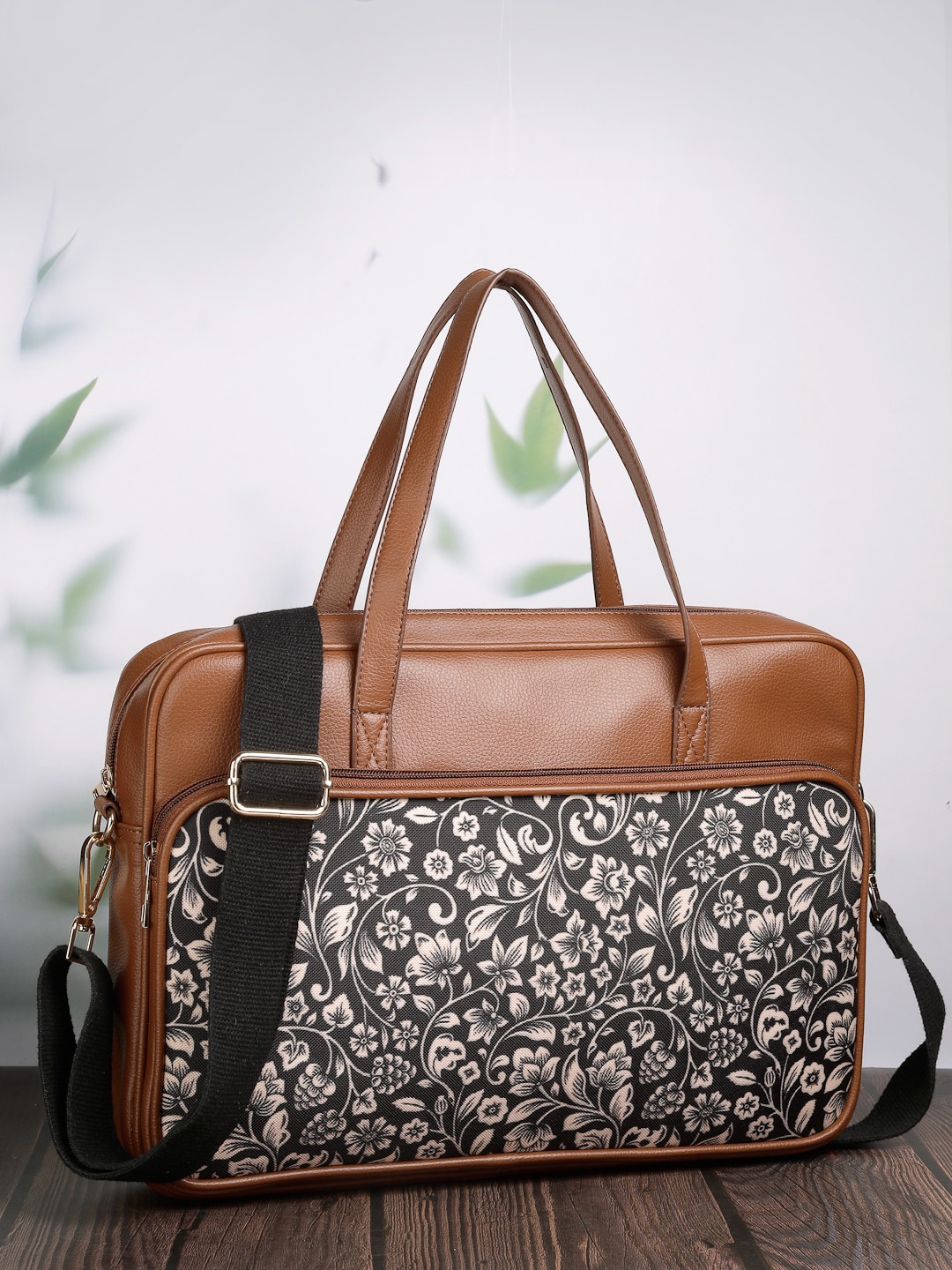 

Anouk Tan Brown Floral Printed Laptop Bag