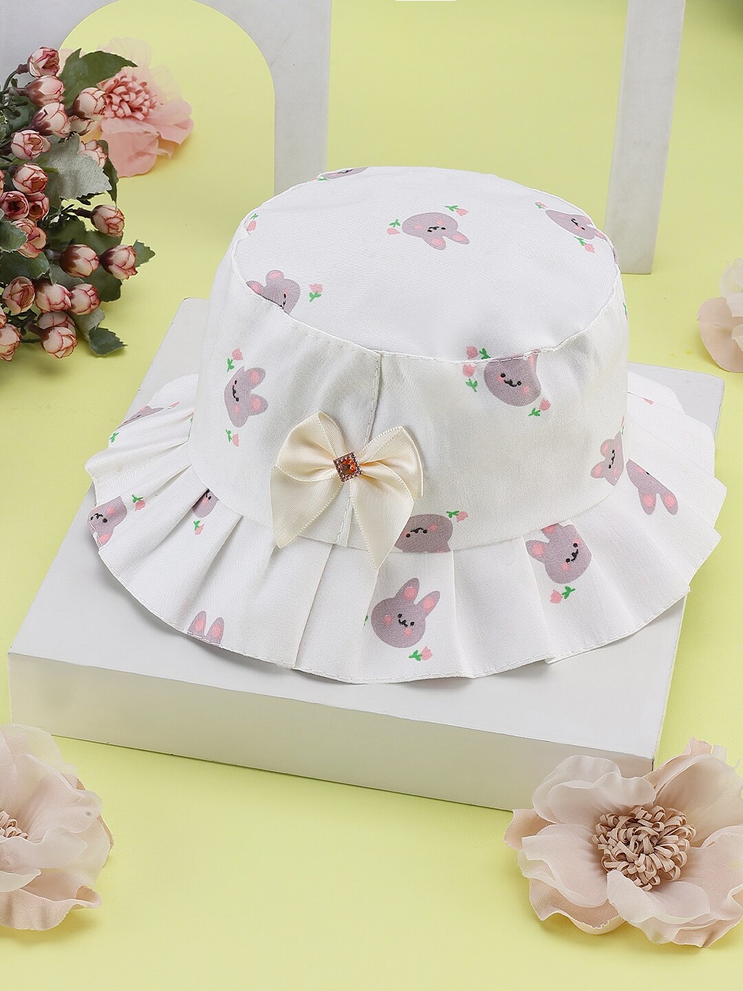 

PASSION PETALS Girls Printed Cotton Sun Hat, White
