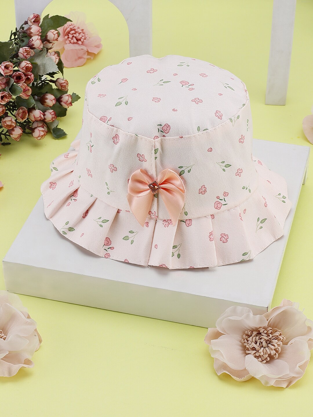 

PASSION PETALS Girls Peach-Coloured Floral Printed Bucket Hat