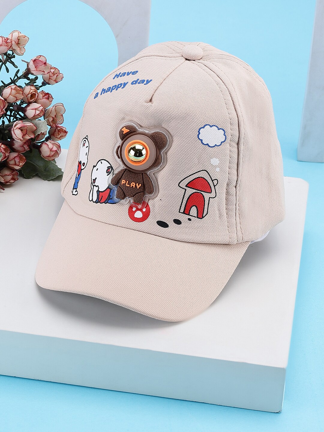 

PASSION PETALS Boys Printed Cotton Baseball Cap, Beige