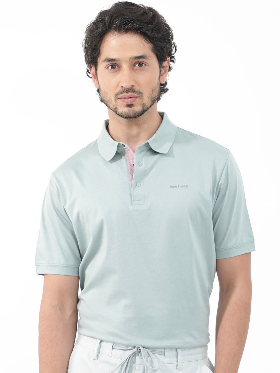 

RARE RABBIT Men Keneth Regular Fit Polo Collar Tshirts, Teal