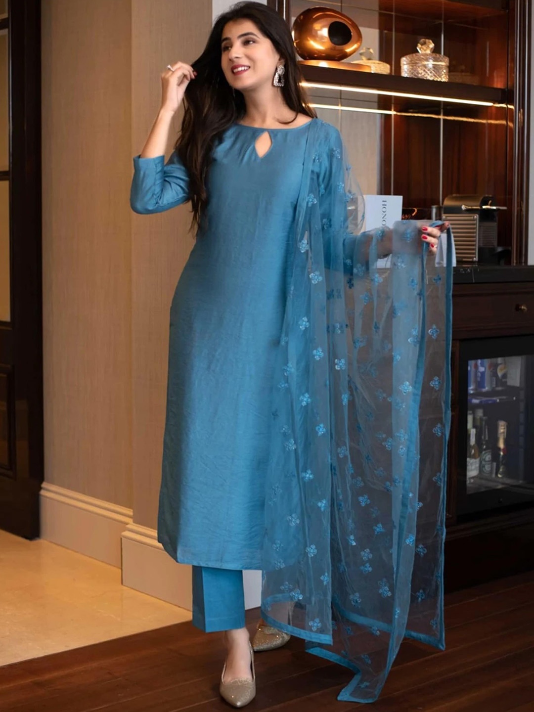 

mimi design Regular Kurta with Salwar & Dupatta, Blue