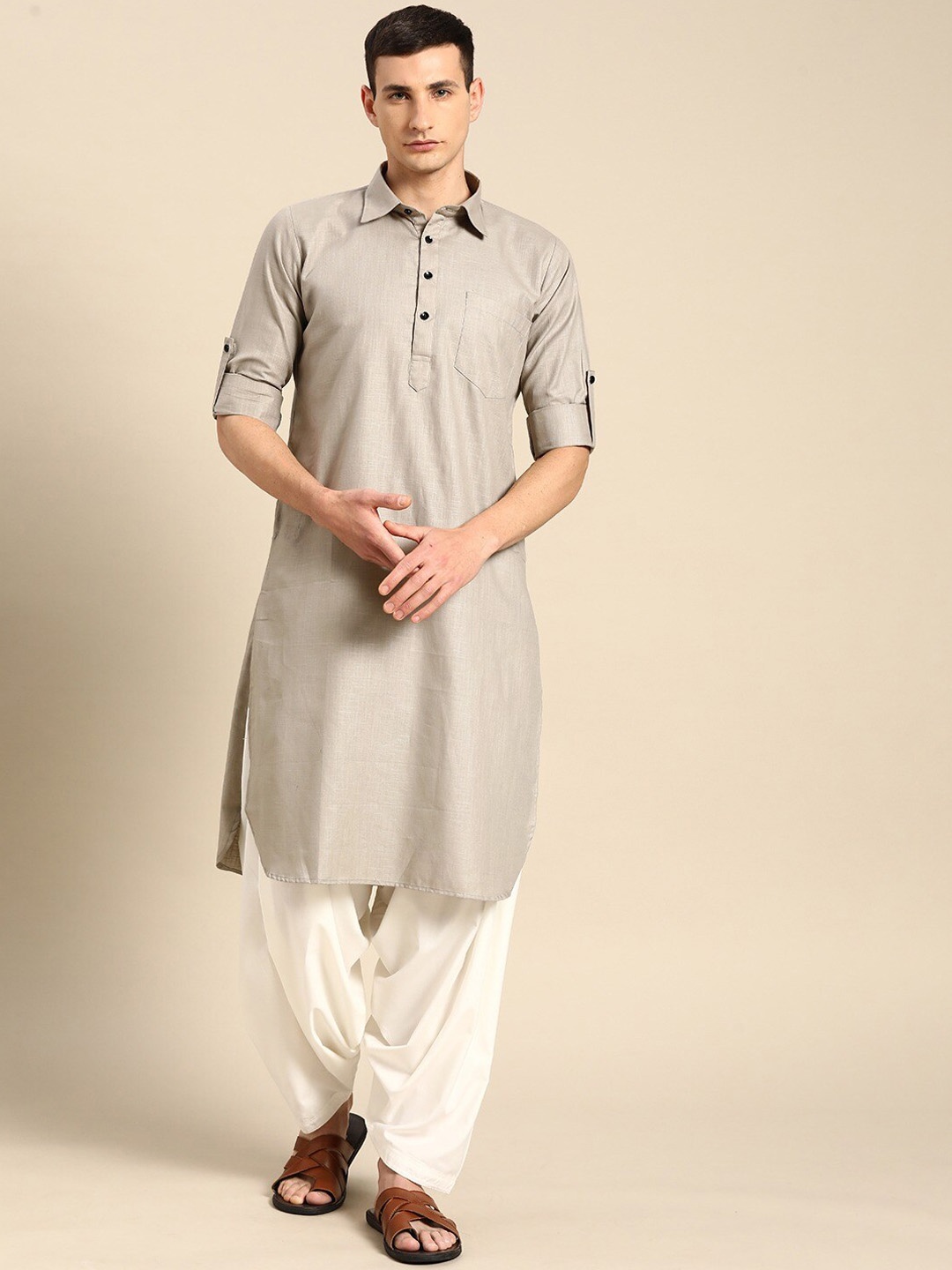 

RAJUBHAI HARGOVINDAS Regular Pure Cotton Kurta with Salwar, Grey