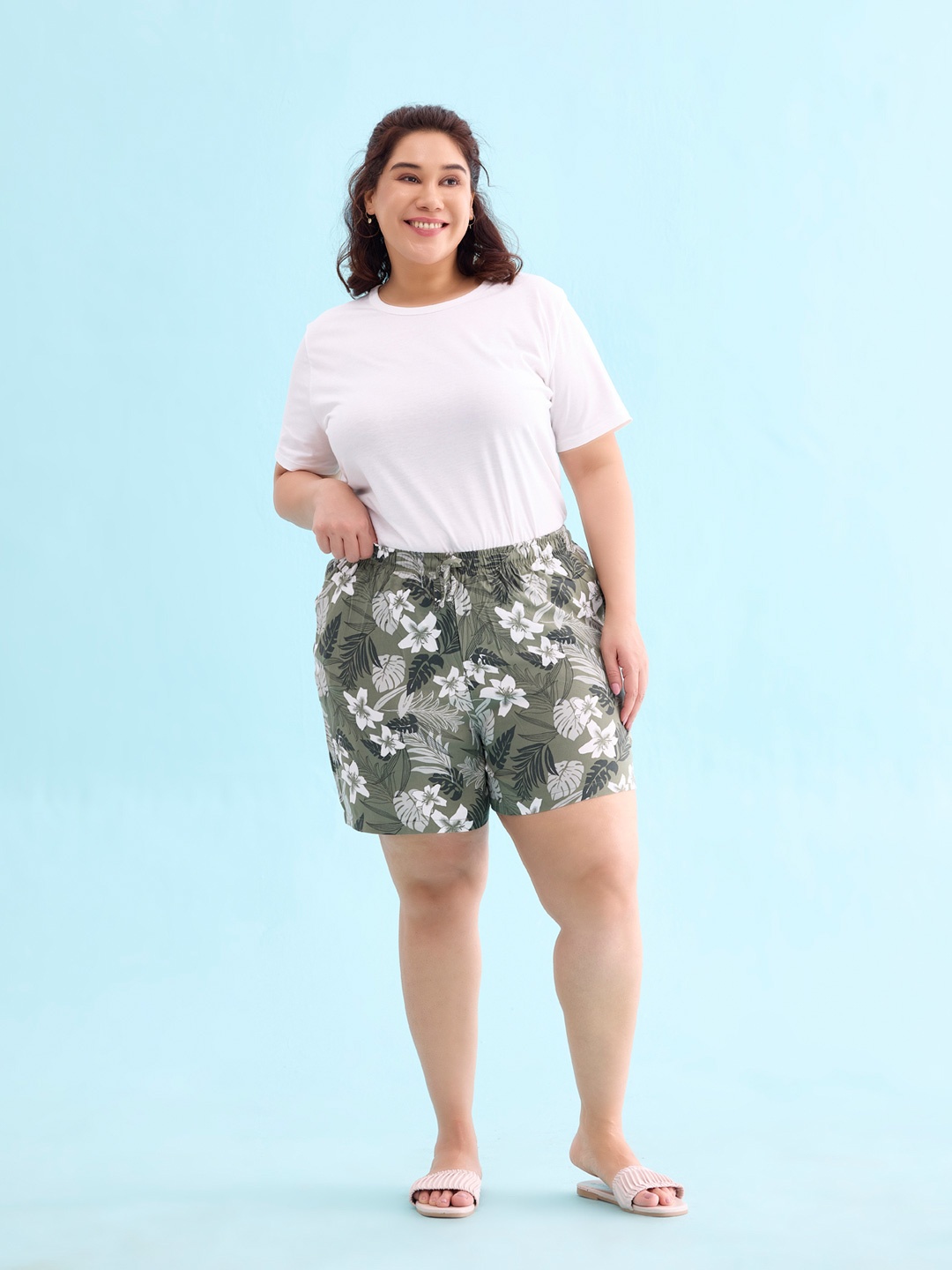 

Go Colors Women Printed Lounge Shorts, Olive