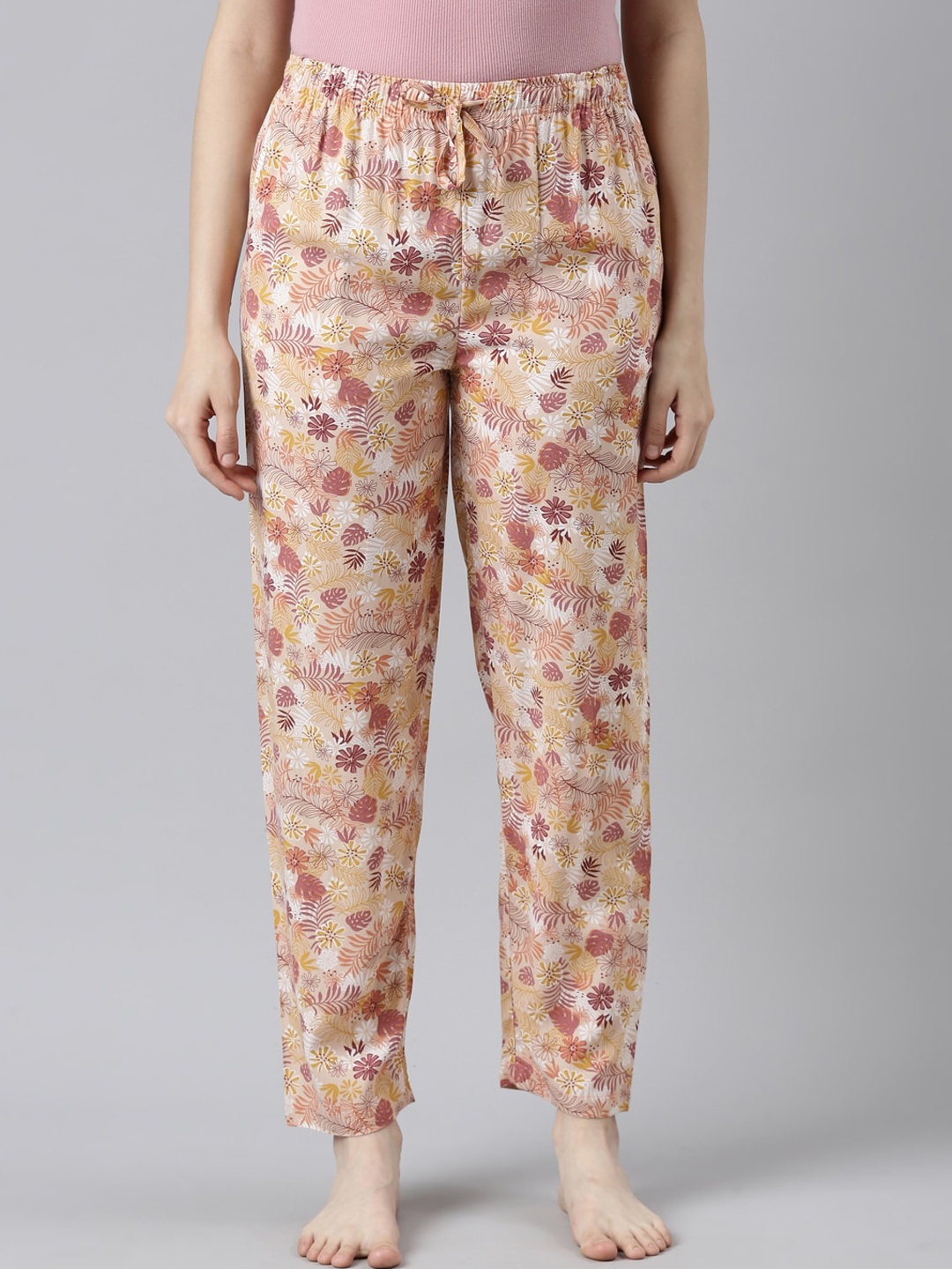 

Go Colors Women Printed Relaxed-Fit Straight-Leg Lounge Pants, Coral