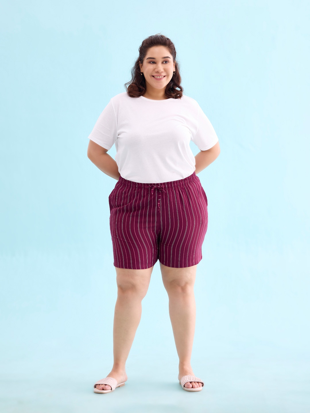 

Go Colors Women Printed Lounge Shorts, Maroon
