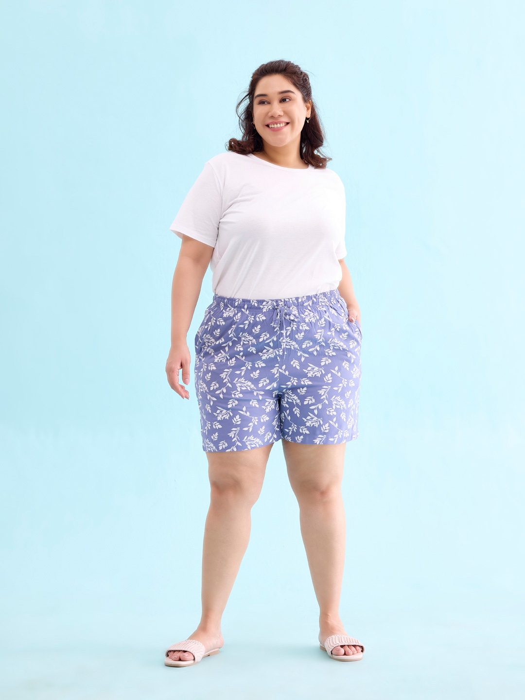 

Go Colors Women Printed Lounge Shorts, Blue