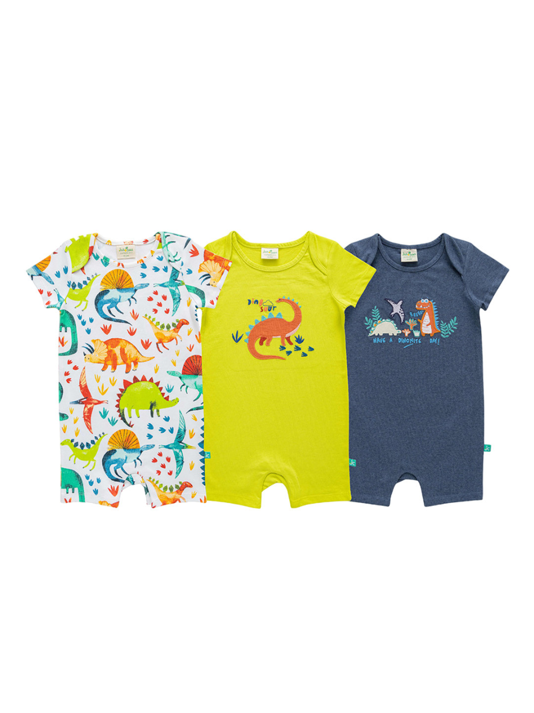 

JusCubs Infant Boys Pack Of 3 Printed Cotton Rompers, White