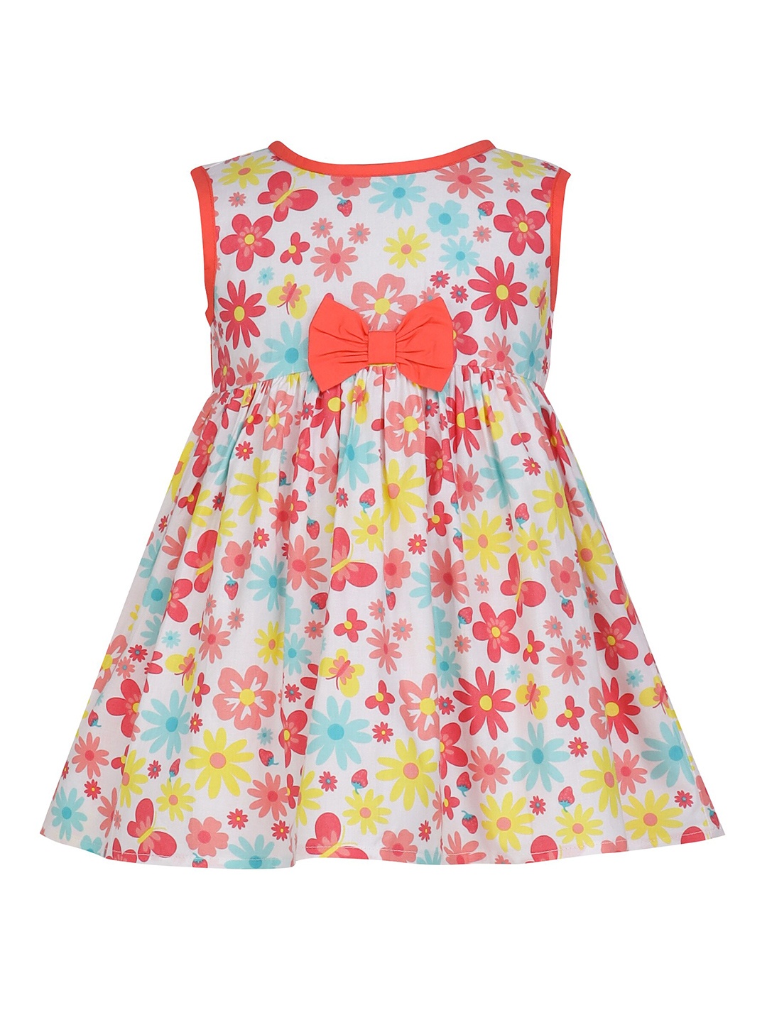 

mama & bebe Girls Floral Printed Fit & Flare Dress, Coral