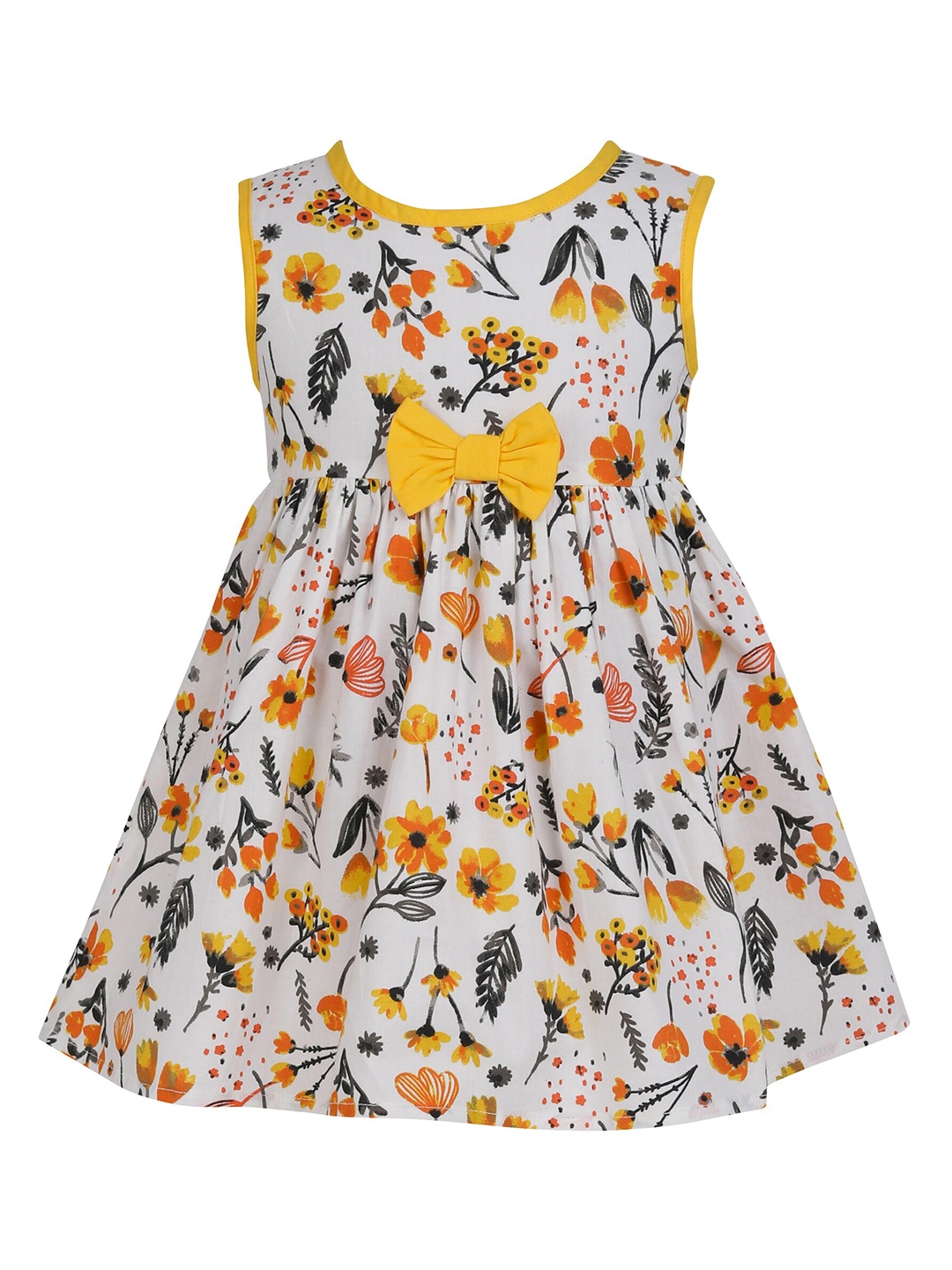 

mama & bebe Girls Printed Fit & Flare Dress, Mustard