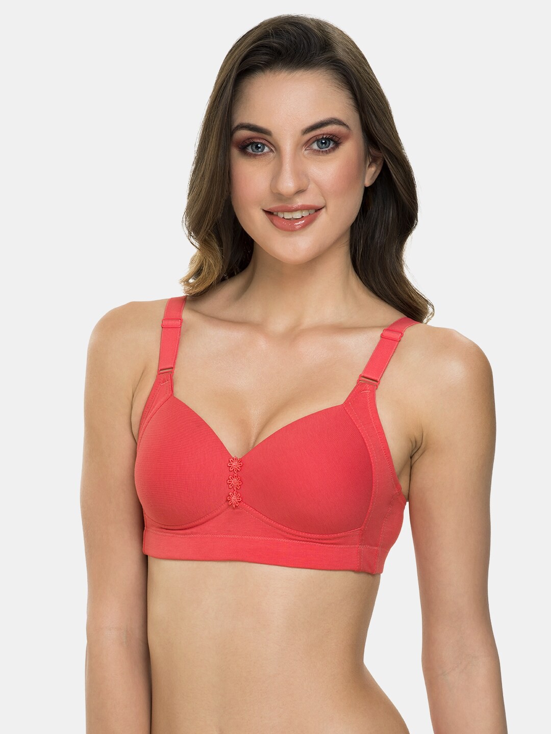 

Tweens Full Coverage Lightly Padded Cotton T-shirt Bra With All Day Comfort, Coral
