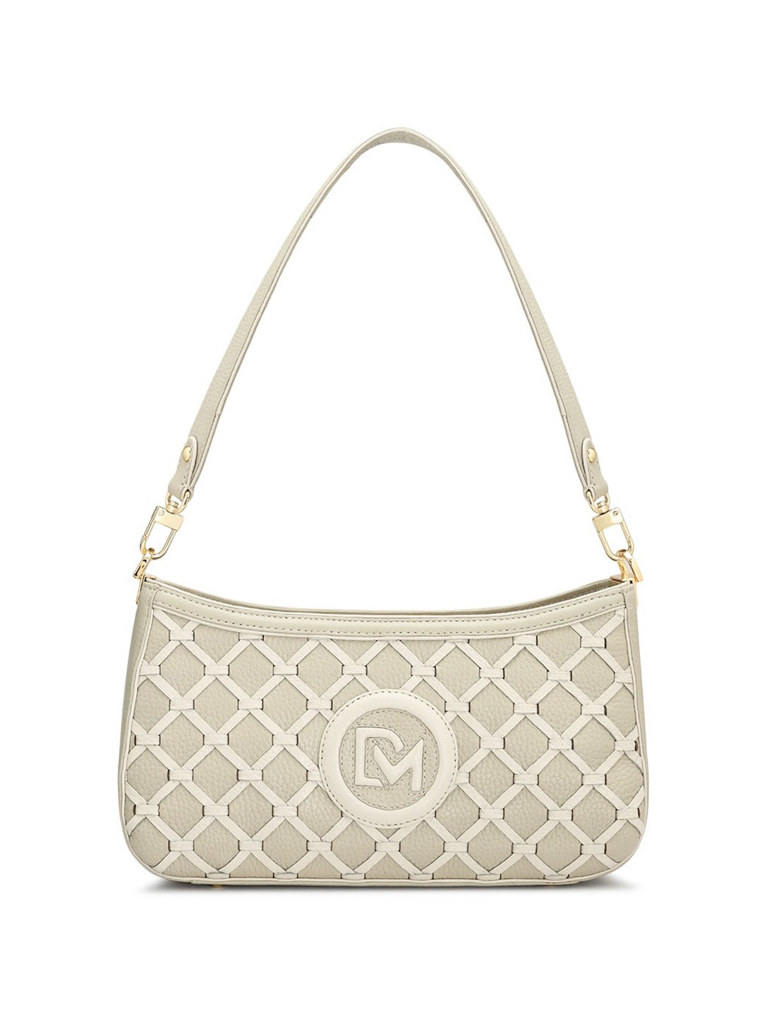 

Da Milano Textured Leather Shoulder Baguette Bag, Green