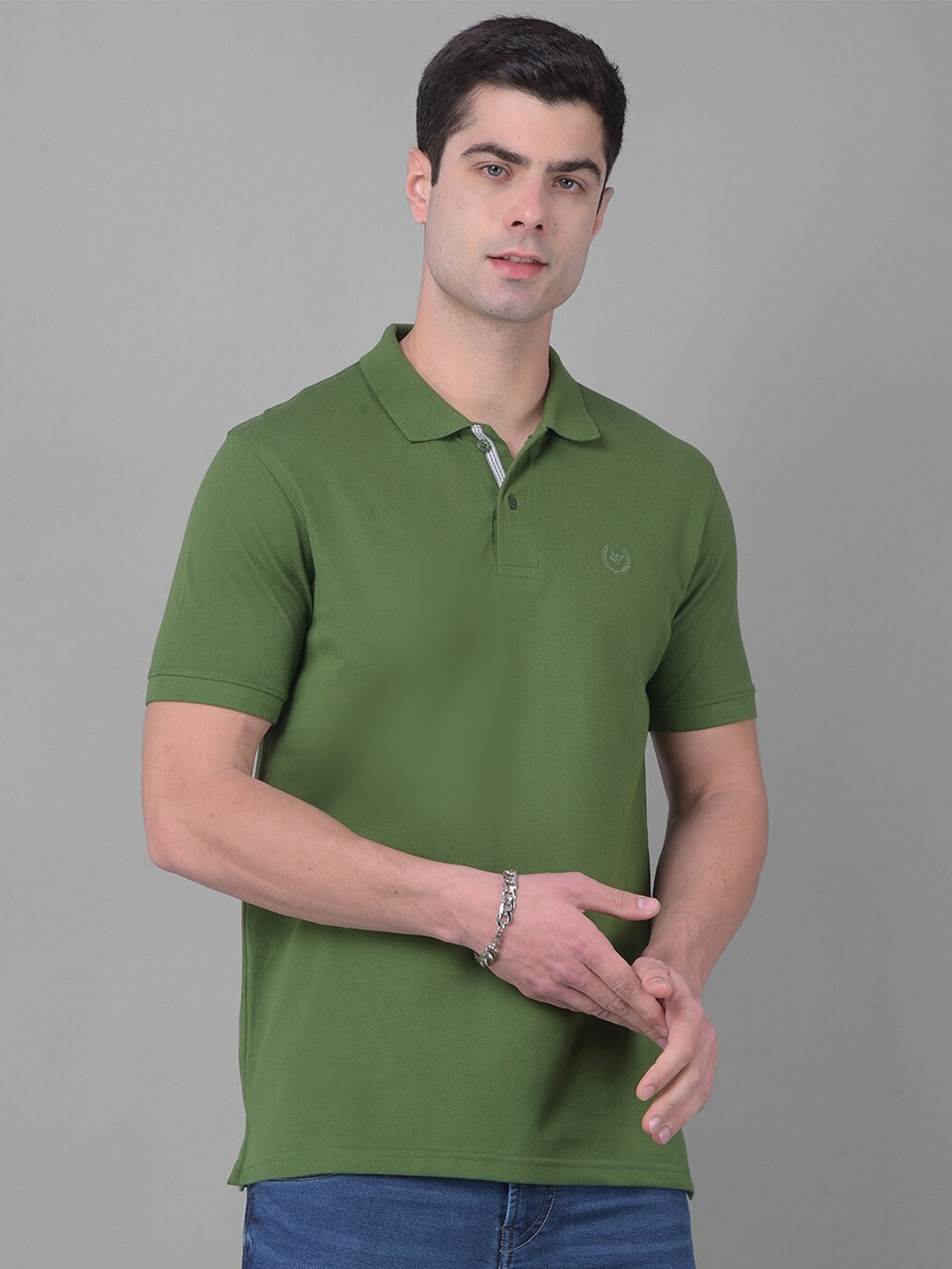 

COBB Polo Collar Short Sleeves Regular Fit Cotton T-shirt, Olive