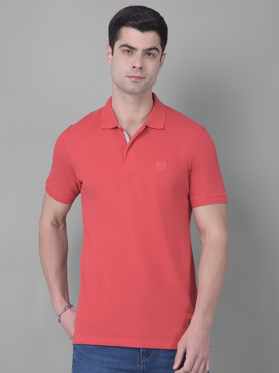 

COBB Polo Collar Short Sleeves Cotton T-shirt, Pink