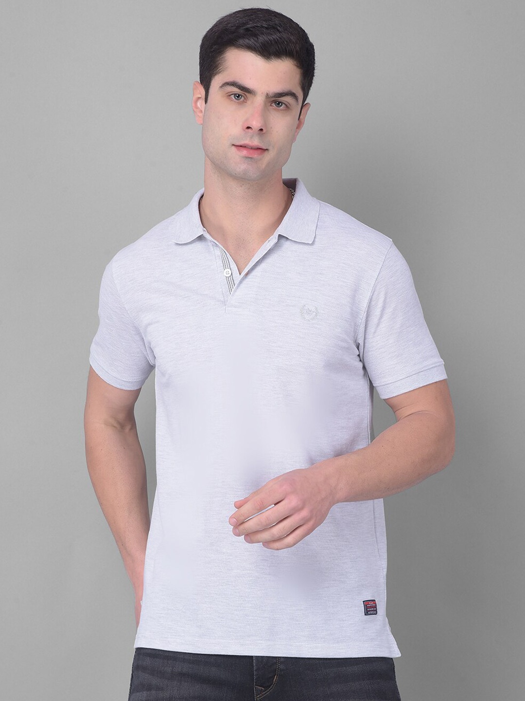 

COBB Polo Collar Short Sleeves Cotton T-shirt, Grey