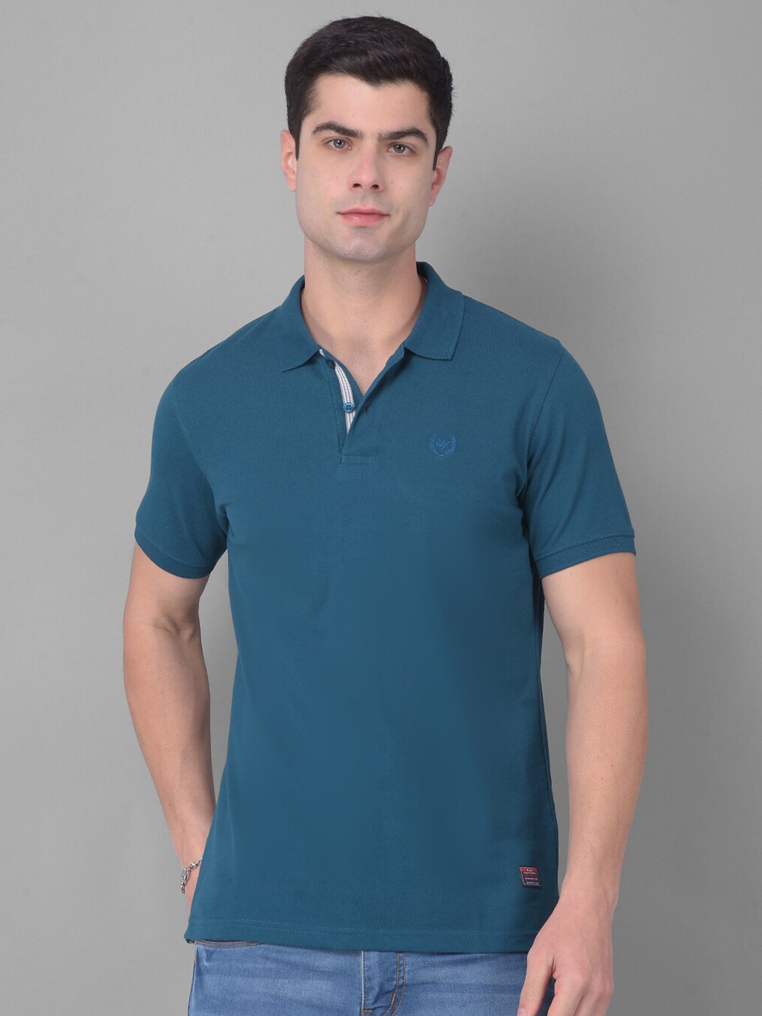

COBB Polo Collar Cotton T-shirt, Teal