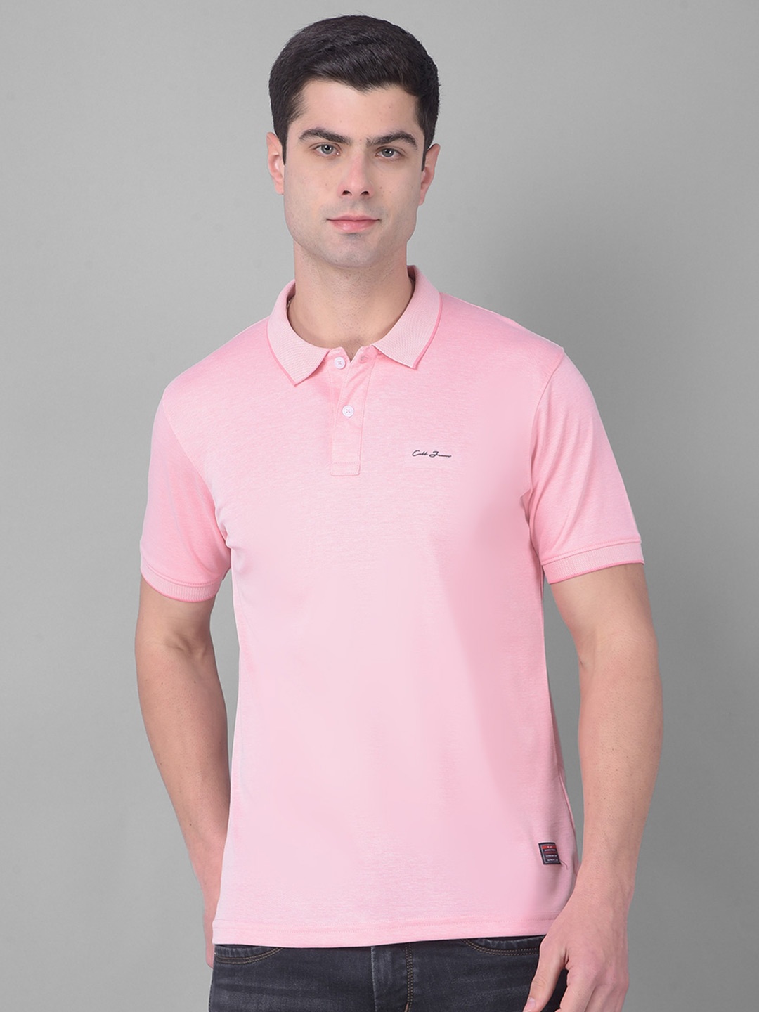 

COBB Polo Collar Cotton T-shirt, Pink