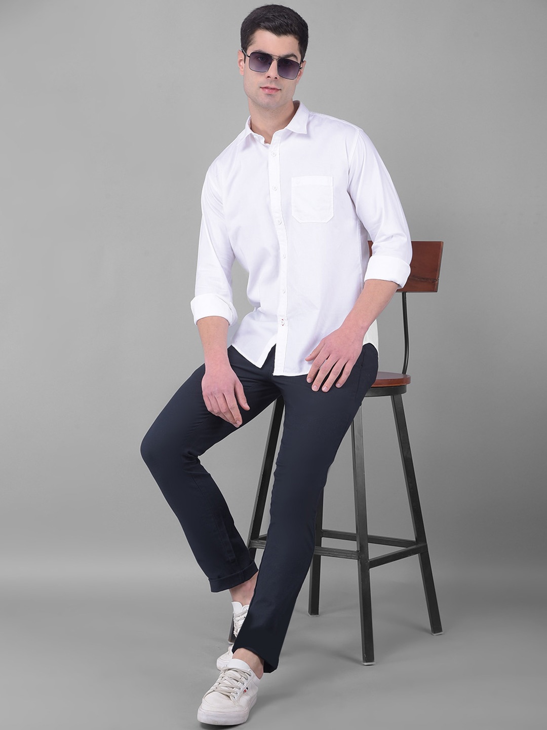 

COBB Spread Collar Long Sleeves Slim Fit Shirt, White