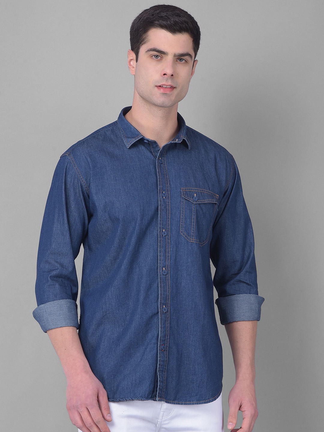 

COBB Spread Collar Long Sleeves Slim Fit Shirt, Blue