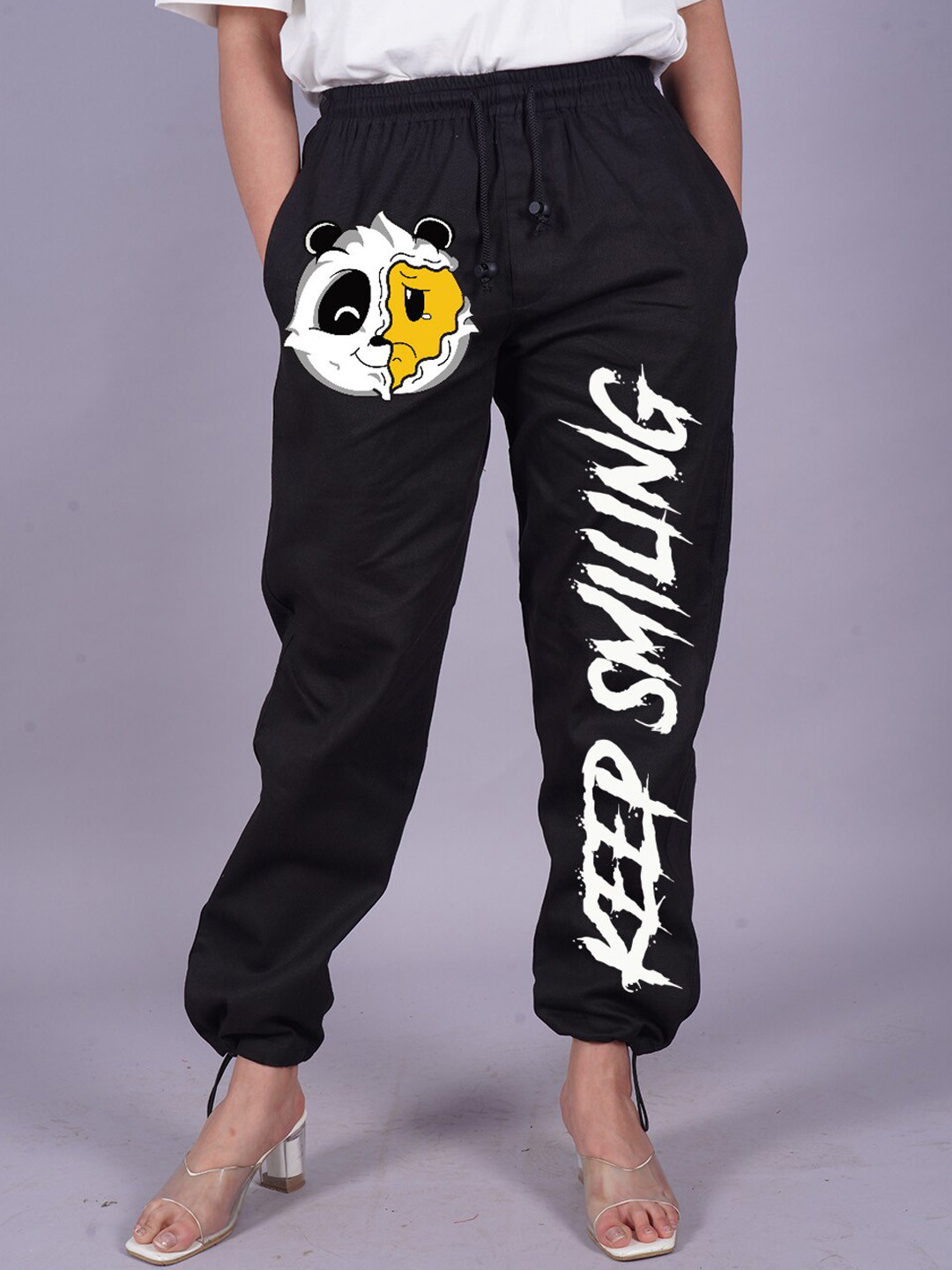 

VYVE Women Relaxed Cotton Joggers Trouser, Black