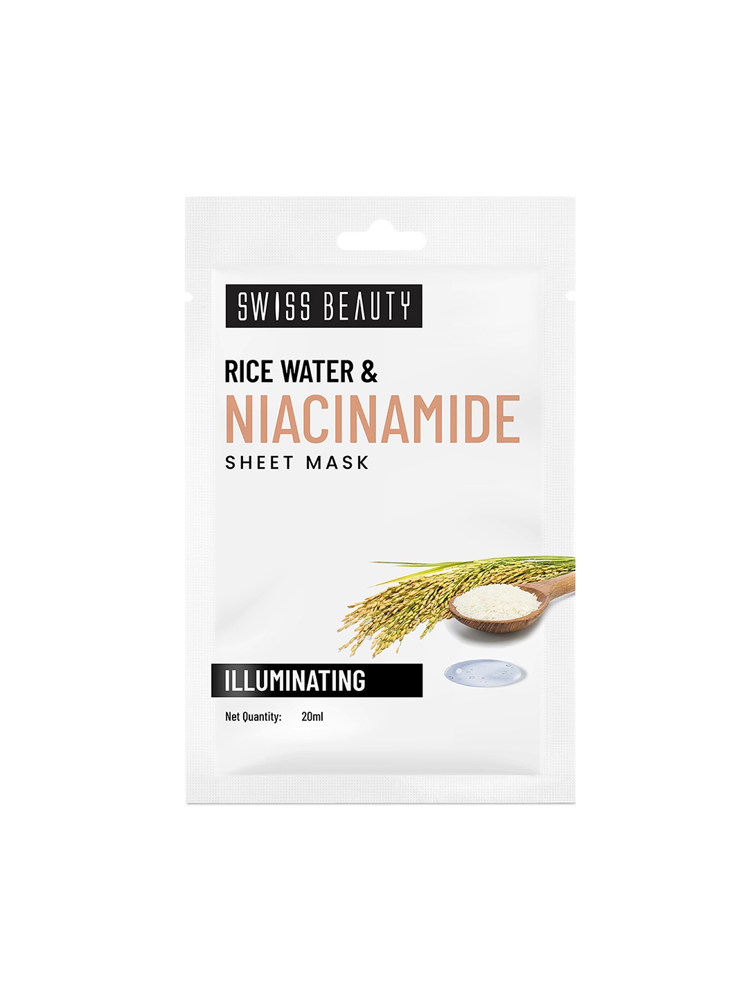 

SWISS BEAUTY Rice Water & Niacinamide Illuminating Sheet Mask To Minimize Pores - 20ml, White