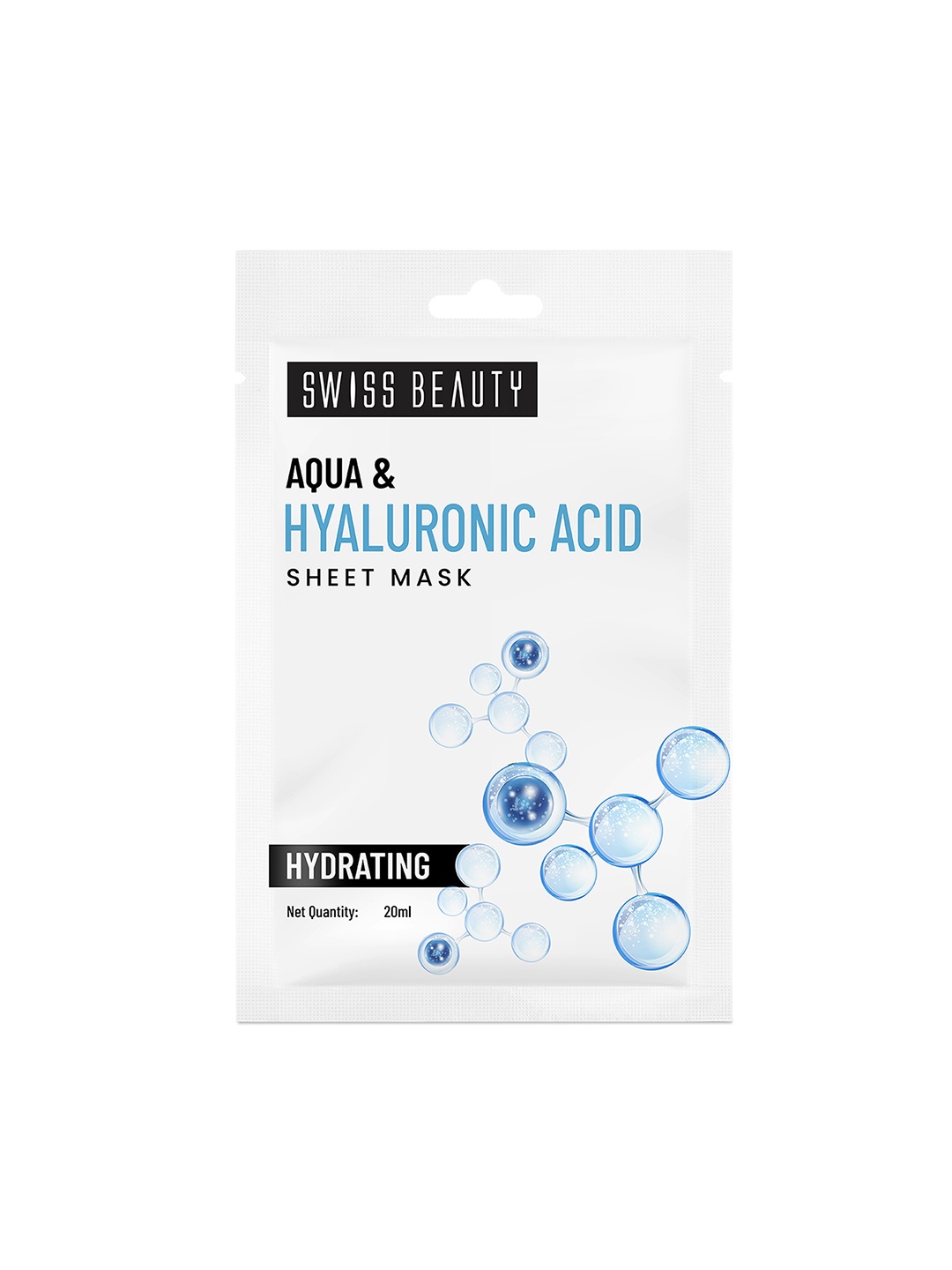 

SWISS BEAUTY Aqua & Hyaluronic Acid Hydrating Sheet Mask - 20 ml, White