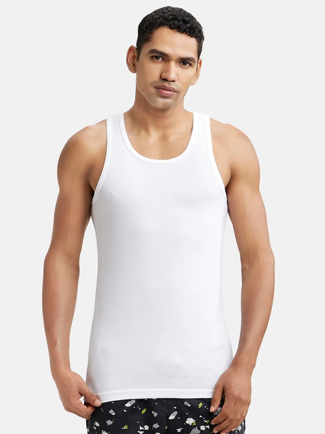 

Jockey Round Neck Sleeveless Gym Vest 8820-0201-WHITE-White