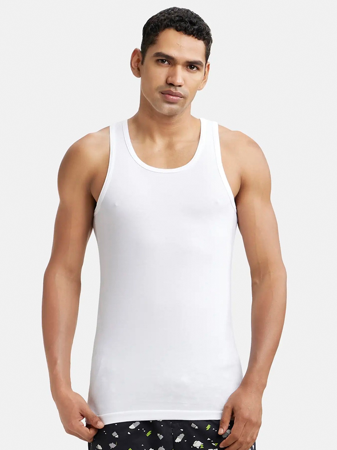 

Jockey Men White Cotton Rib Gym Vests - 8820-0301