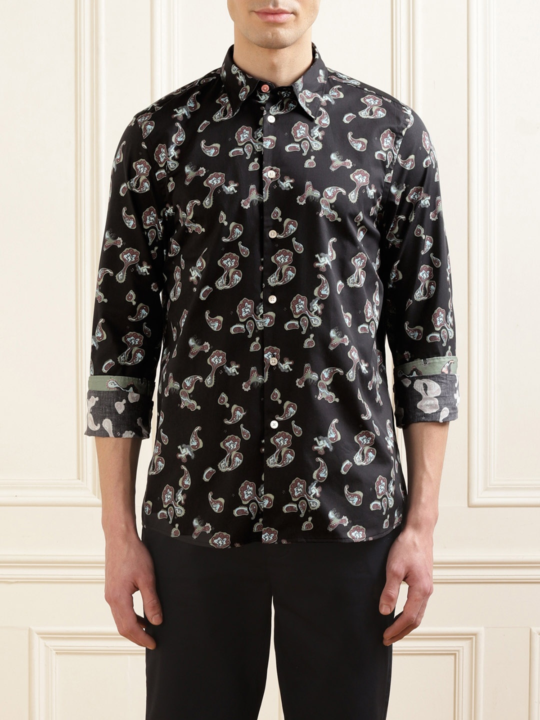 

PS By Paul Smith Men Floral Opaque Printed Casual Shirt, Black