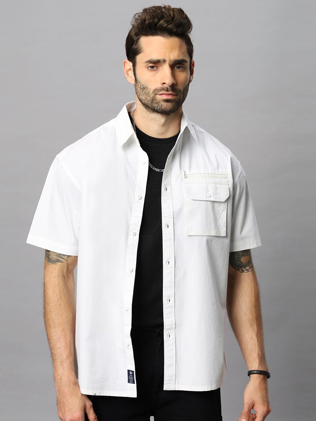 

The Roadster Lifestyle Co. Relaxed Opaque Pure Cotton Shacket, White