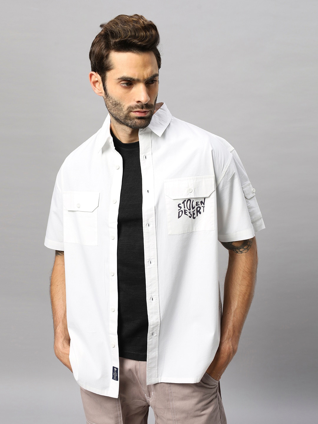 

The Roadster Lifestyle Co. Relaxed Opaque Pure Cotton Shacket, White